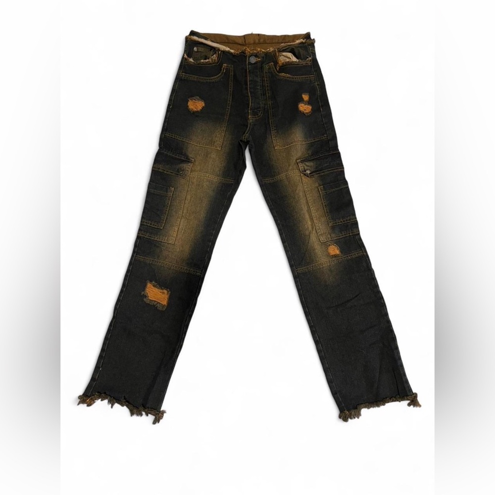 Distressed Utility Cargo Jeans | BoohooMAN